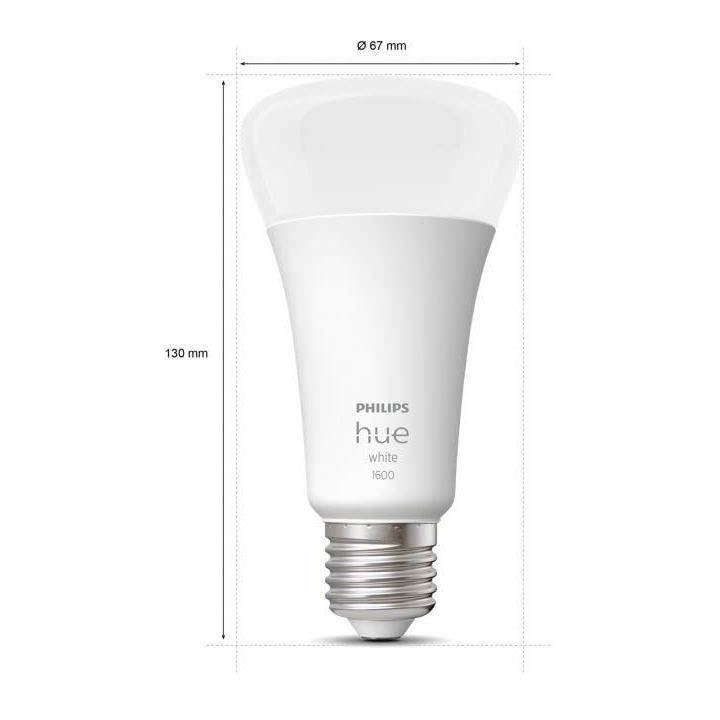 Philips Hue White, ampoule LED connectée E27 100W, 1600 lumen, compat