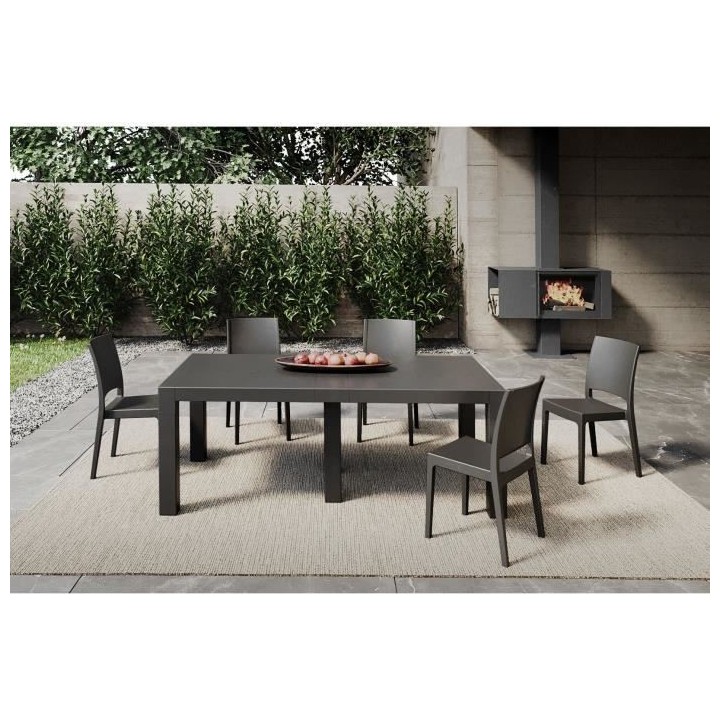 Lot de 4 chaises de jardin FLORA ARETA - 52 x 46 x H 86 cm - Anthracit