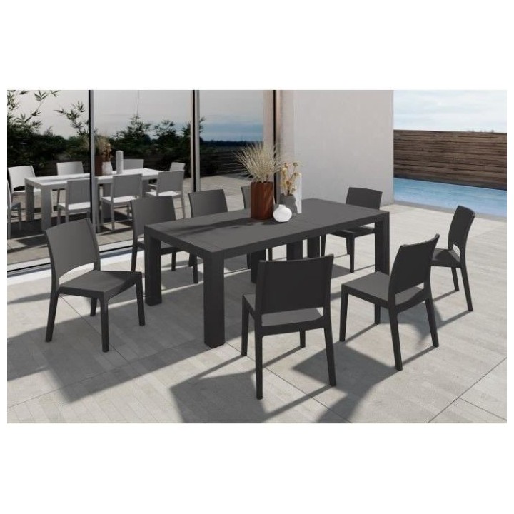 Lot de 4 chaises de jardin FLORA ARETA - 52 x 46 x H 86 cm - Anthracit