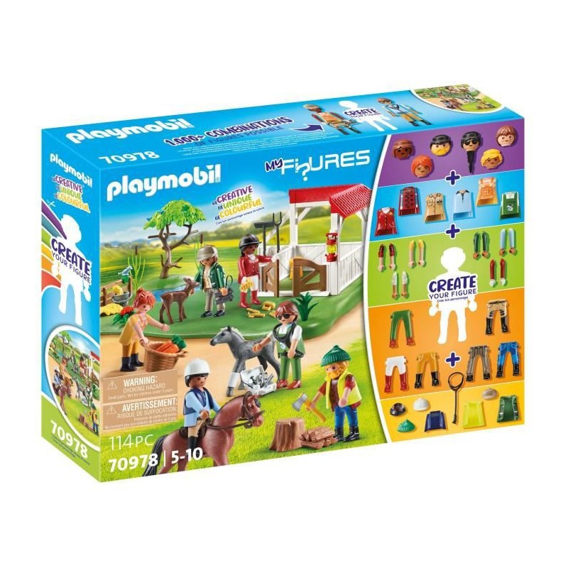 PLAYMOBIL - 70978 - My Figures: Ranch équestre - Figures - Combine tes personnages Animaux & Nature