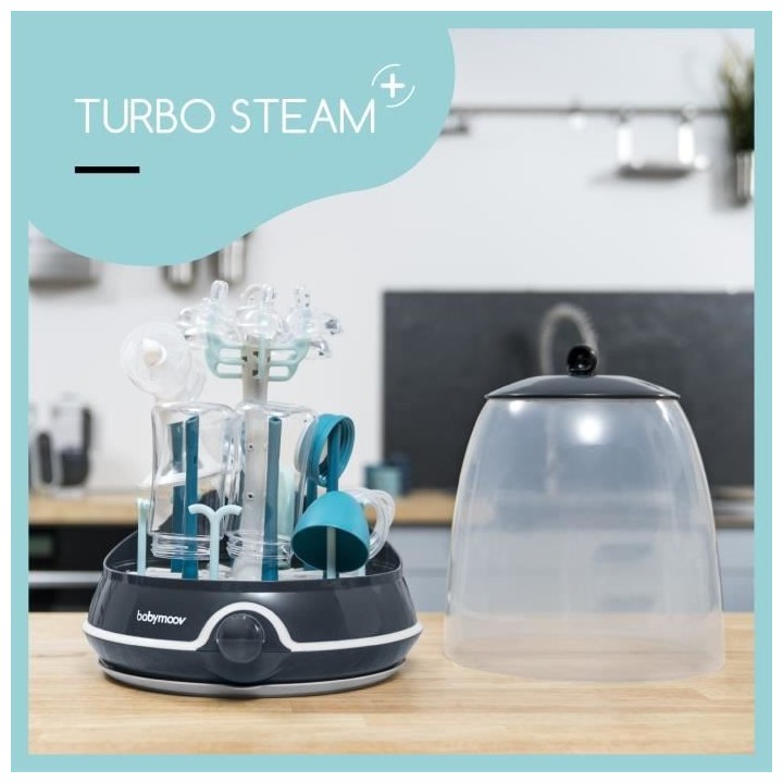 BABYMOOV Turbo Steam(+) - 2 en 1, Stérilisateur biberons vapeur et Eg
