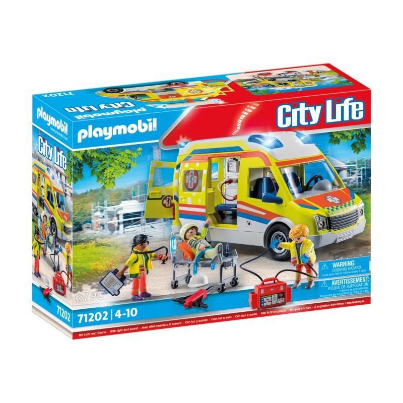 PLAYMOBIL - 71202 - City Action Les Secouristes - Ambulance avec effets lumineux et sonore