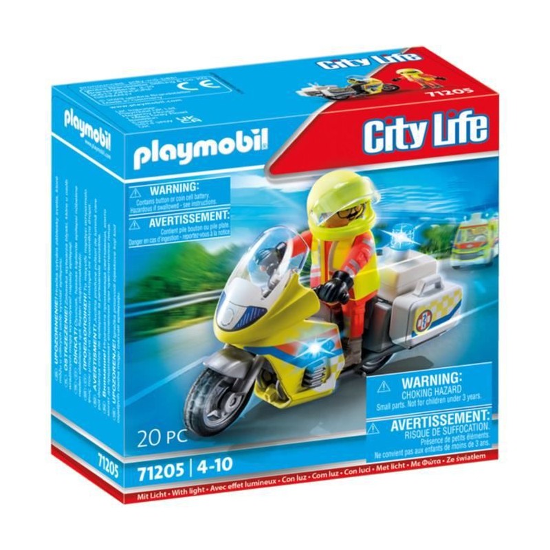 PLAYMOBIL - 71205 - City Action Les Secouristes - Urgentiste avec moto et effet lumineux