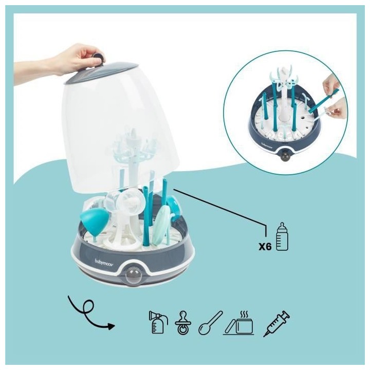 BABYMOOV Turbo Steam(+) - 2 en 1, Stérilisateur biberons vapeur et Eg