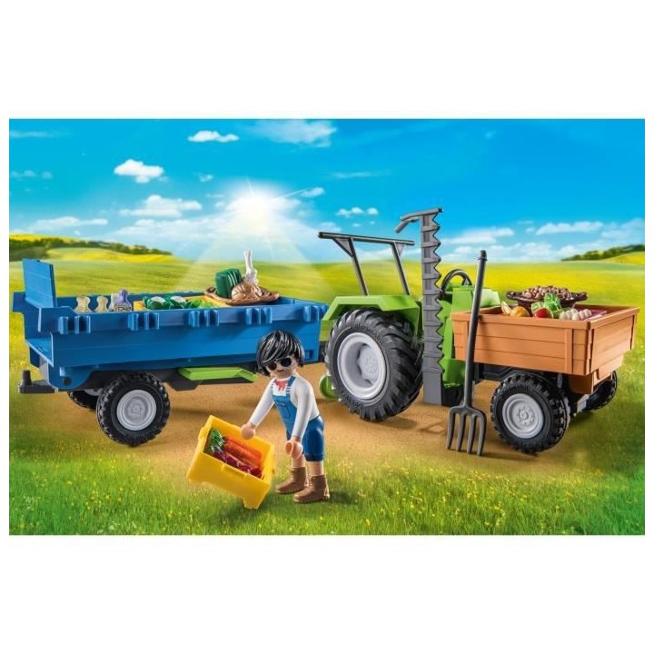 PLAYMOBIL - 71249 - Country La Ferme - Tracteur avec remorque