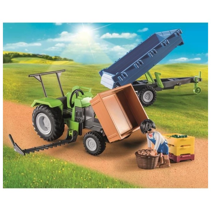 PLAYMOBIL - 71249 - Country La Ferme - Tracteur avec remorque