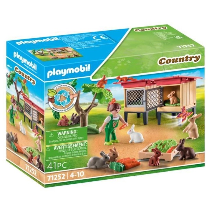 PLAYMOBIL - 71252 - Country La Ferme - Enfant avec enclos et lapins