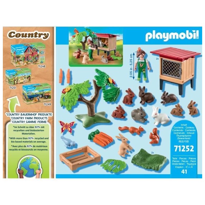 PLAYMOBIL - 71252 - Country La Ferme - Enfant avec enclos et lapins