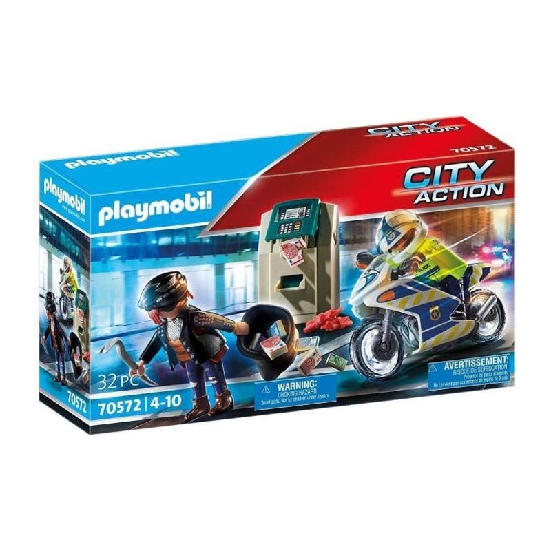 PLAYMOBIL - 70572 - City Action - Policier avec moto et voleur