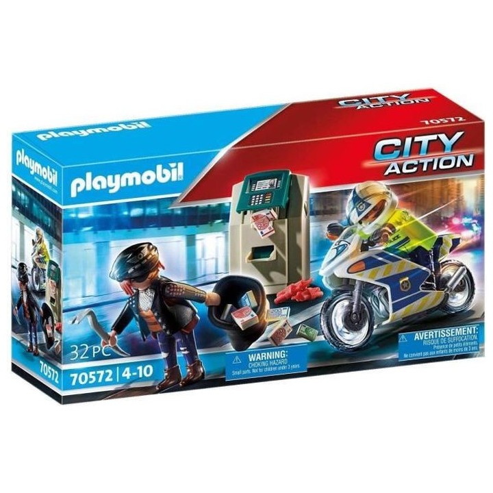 PLAYMOBIL - 70572 - City Action - Policier avec moto et voleur
