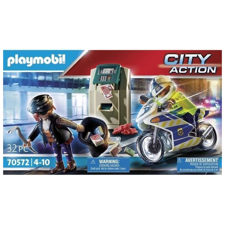 PLAYMOBIL - 70572 - City Action - Policier avec moto et voleur
