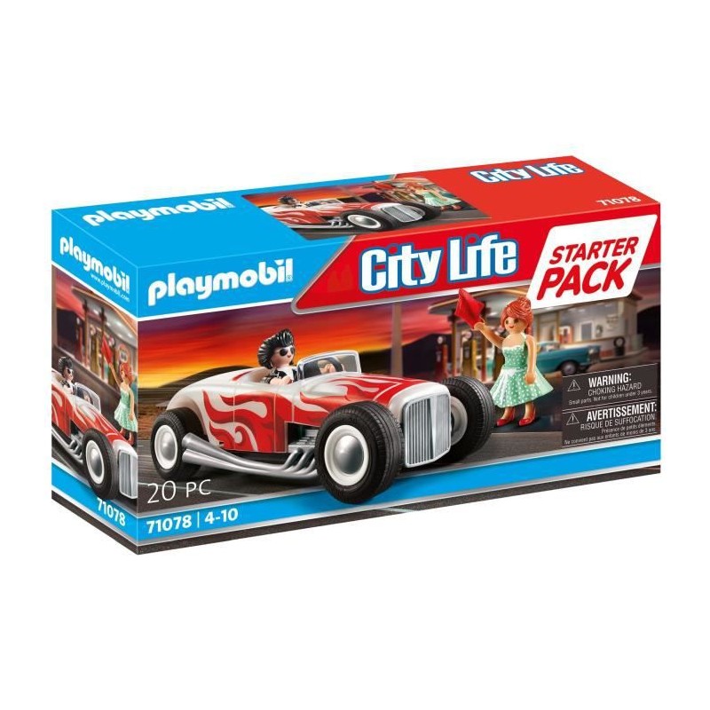 PLAYMOBIL - 71078 - City Life - Voiture vintage avec couple - Classic Car 50's