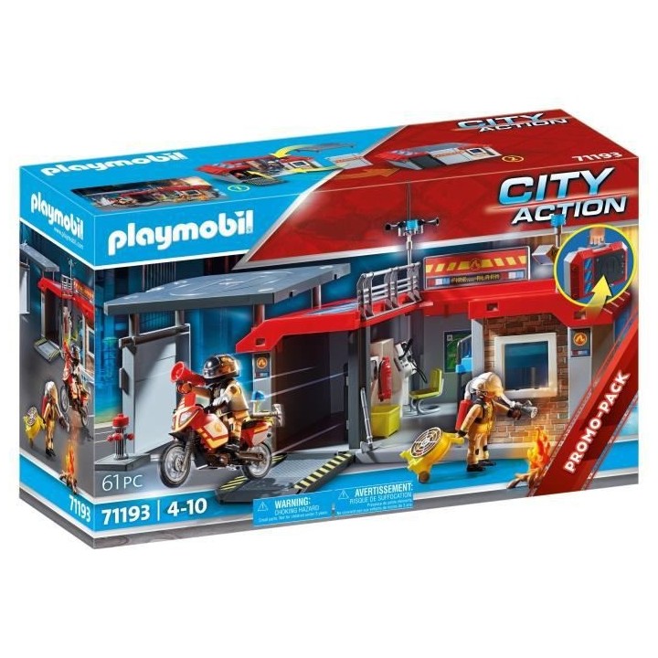 PLAYMOBIL - 71193 - City Action - Caserne de pompiers transportable