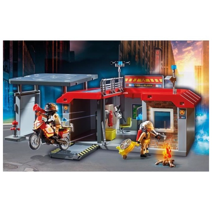 PLAYMOBIL - 71193 - City Action - Caserne de pompiers transportable