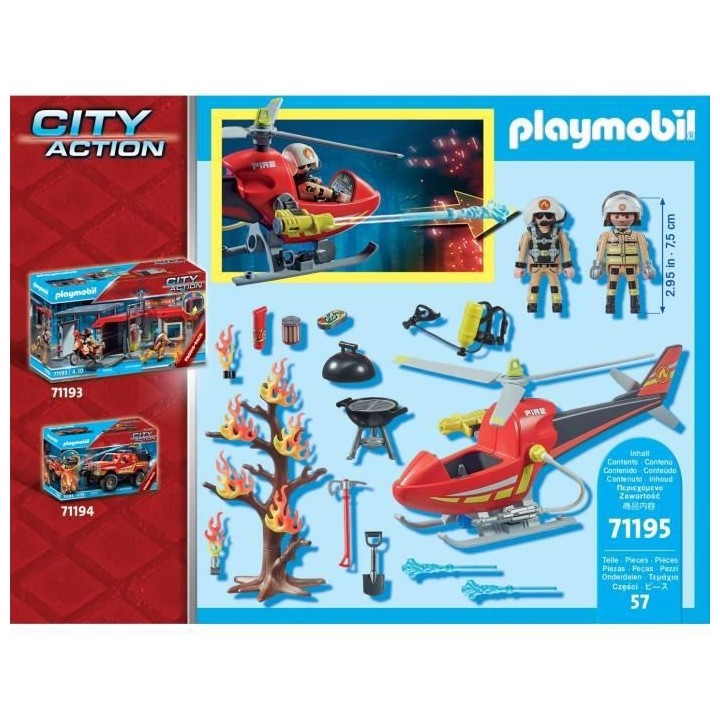 PLAYMOBIL - 71195 - City Action - Hélicoptere bombardier des pompiers