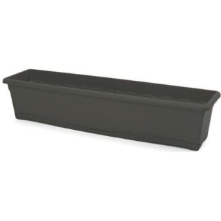 PLASTIKEN Jardiniere rectangulaire - 80 X 20 cm avec plateau - Anthrac