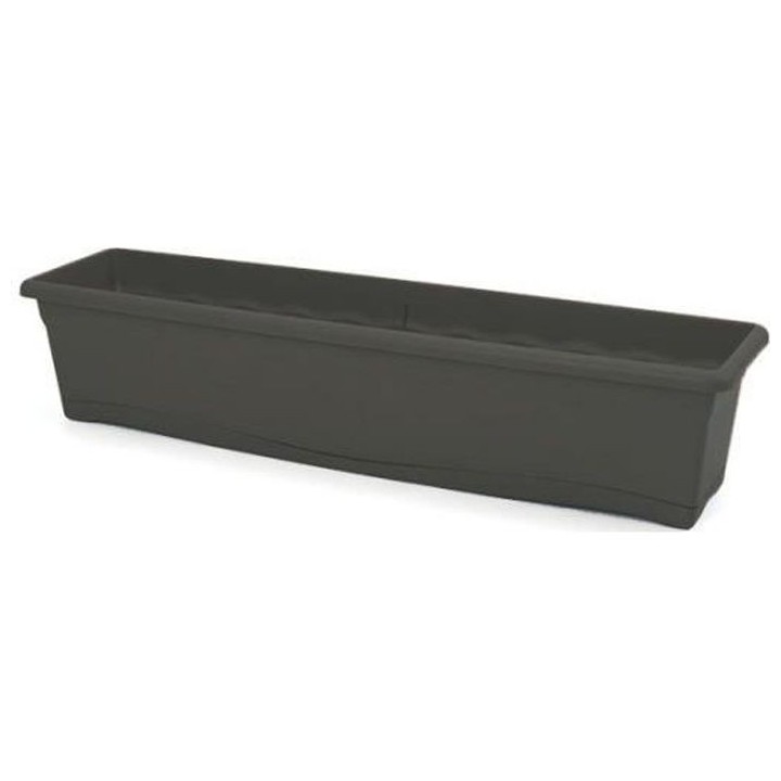 PLASTIKEN Jardiniere rectangulaire - 80 X 20 cm avec plateau - Anthrac