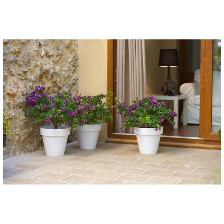 PLASTIKEN Pot de fleurs Tes - 48 cm - Blanc
