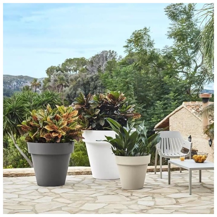 PLASTIKEN Pot a fleurs 48 Cm Collection TES- Taupe