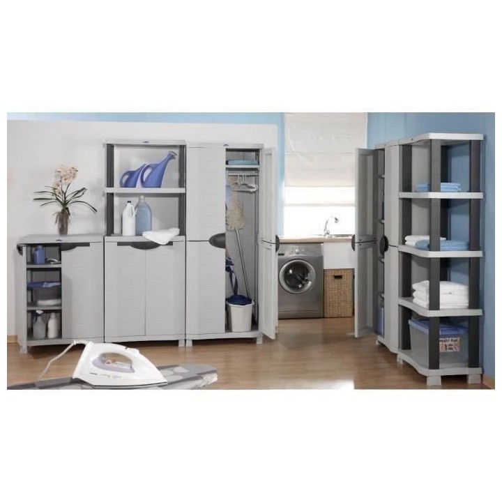 SPACESAVER 90 PLASTIKEN Armoire haute 2 portes avec étageres et pende