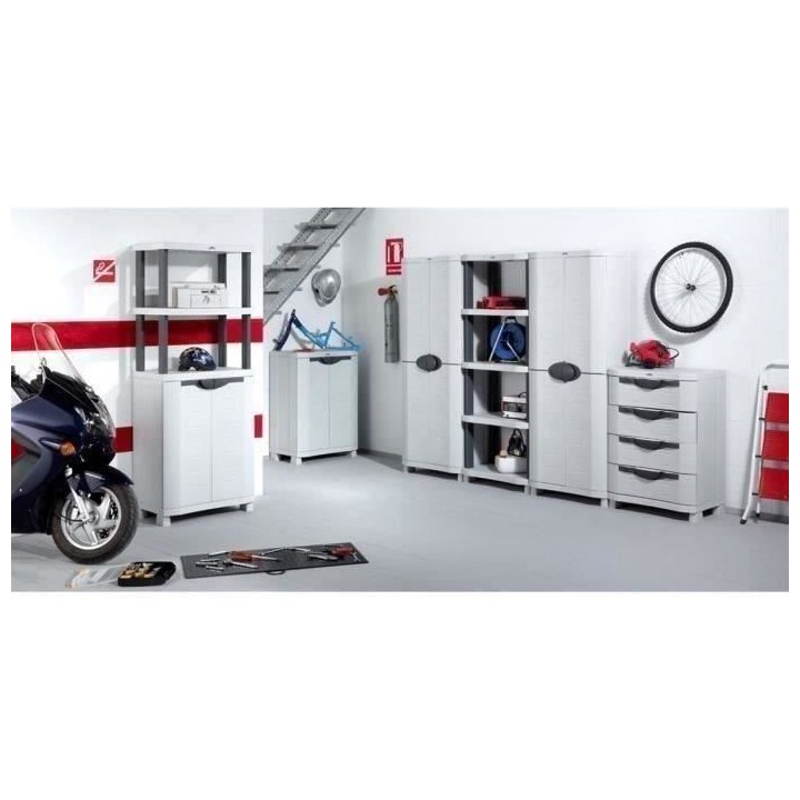 SPACESAVER 90 PLASTIKEN Armoire haute 2 portes avec étageres et pende