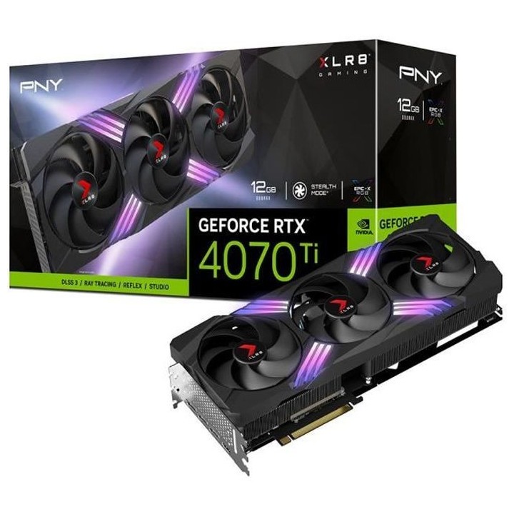 CARTE GRAPHIQUE - PNY - GEFORCE RTX™ 4070Ti - 12GB -XLR8 Gaming VERT