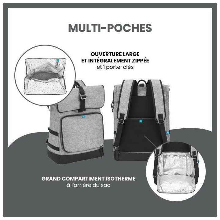 Babymoov Sac a dos a langer Le Sancy, Capacité ajustable 26 a 36L, Sm