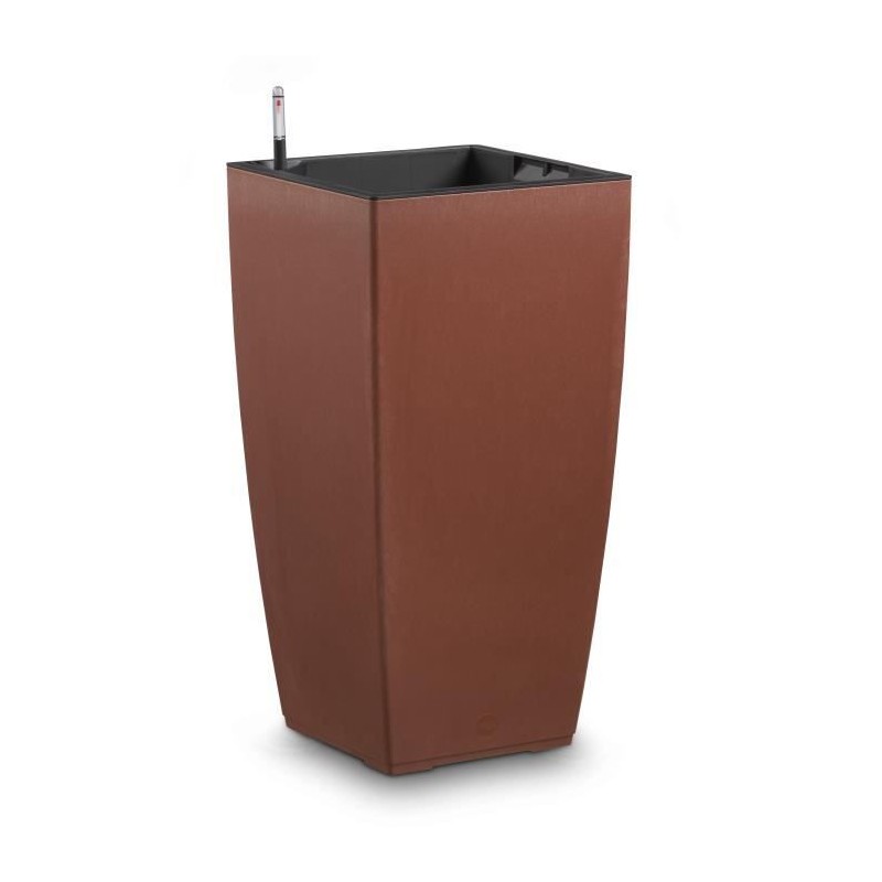 PoeTIC - Bac Casa Authentic carré haut 3058 corten - L 29,9 x l 29,9 x h 57,4 cm 12L - avec réserve d'eau