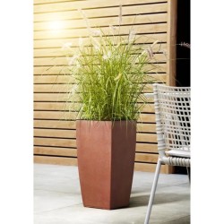 PoeTIC - Bac Casa Authentic carré haut 3058 corten - L 29,9 x l 29,9 x h 57,4 cm 12L - avec réserve d'eau