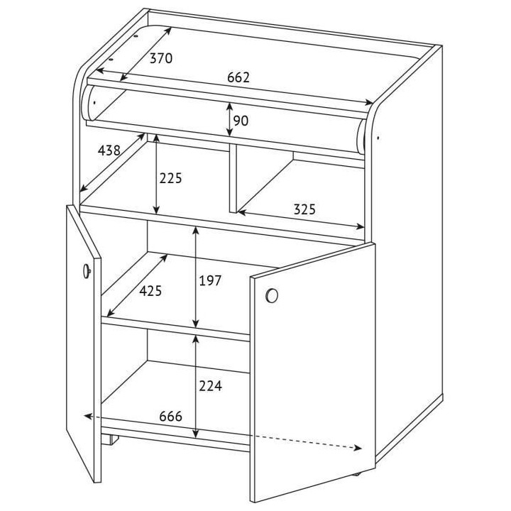 POLINI KIDS AMELI Commode a langer POLSKA 2 portes avec plan rabattabl