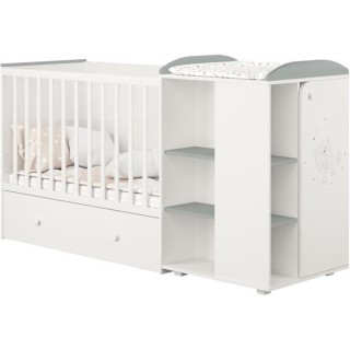 Polini - lit combine evolutif teddy blanc/gris de 60x120 cm a 90x190cm
