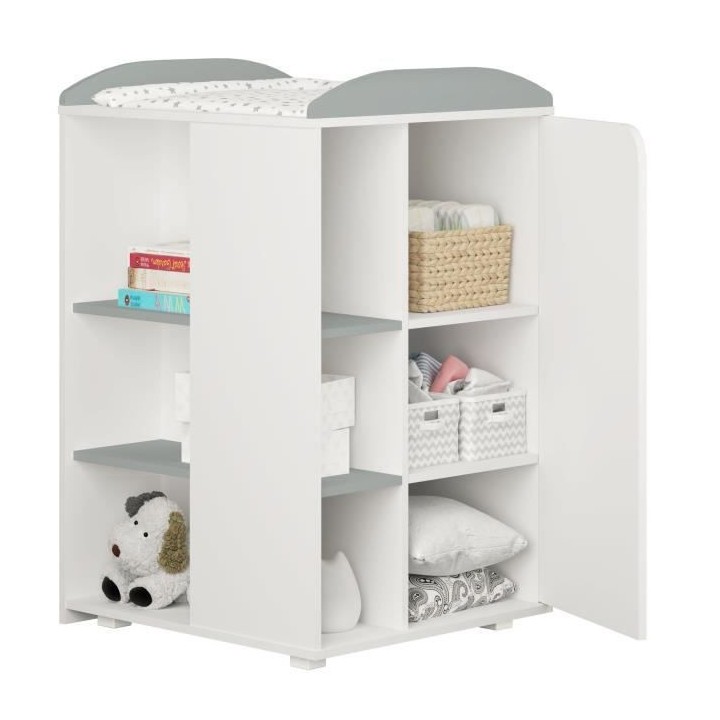 Polini - lit combine evolutif teddy blanc/gris de 60x120 cm a 90x190cm