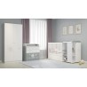 Polini - lit combine evolutif teddy blanc/gris de 60x120 cm a 90x190cm - Tiroir, sommier, barriere de lit et tablette inclus