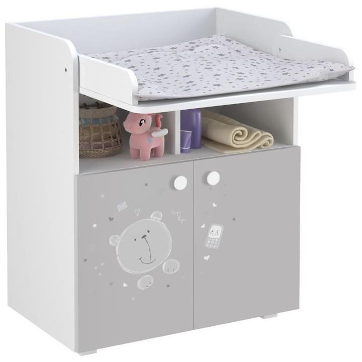 POLINI KIDS OURSON TEDDY Commode a langer POLSKA 2 portes avec plan ra
