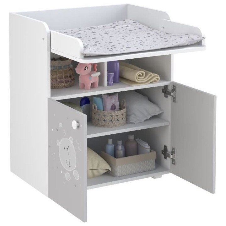 POLINI KIDS OURSON TEDDY Commode a langer POLSKA 2 portes avec plan ra