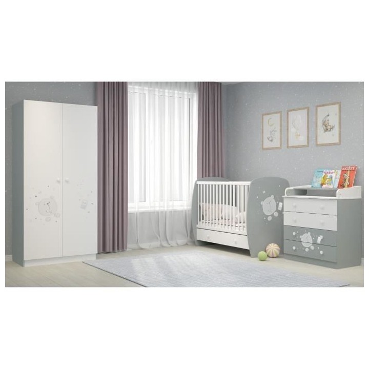 POLINI KIDS OURSON TEDDY Commode a langer VOLGA 4 tiroirs avec plan a