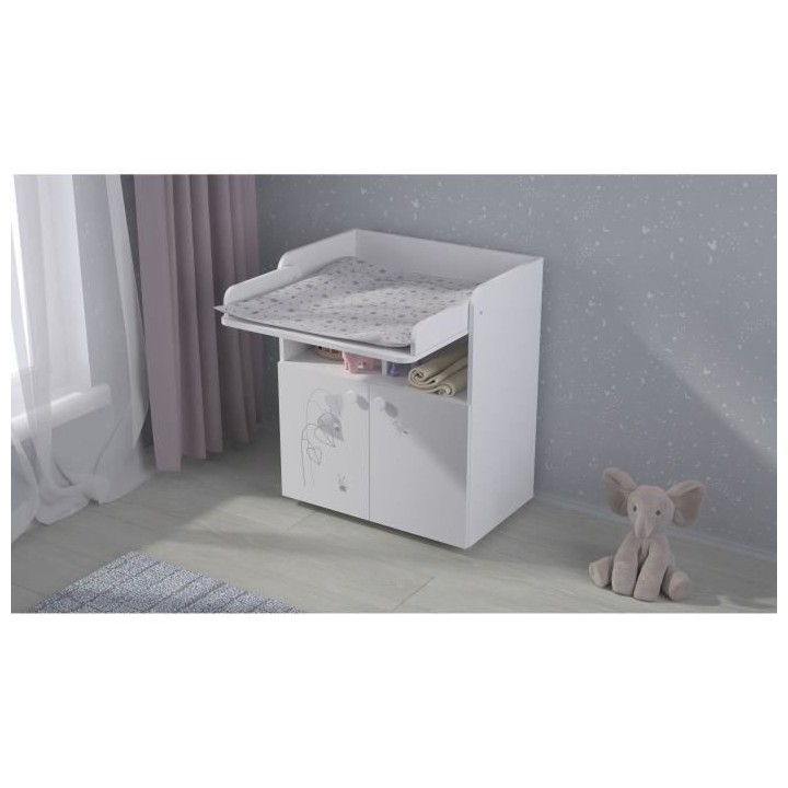 POLINI KIDS AMIS ZEN Commode a langer POLSKA 2 portes avec plan rabatt
