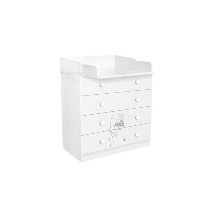 POLINI KIDS AMIS ZEN Commode a langer VOLGA 4 tiroirs avec plan a lang