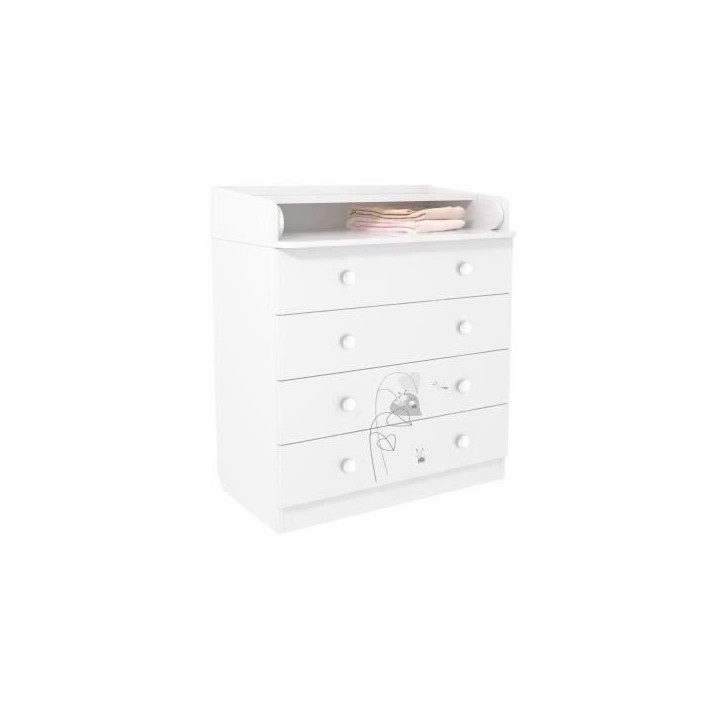 POLINI KIDS AMIS ZEN Commode a langer VOLGA 4 tiroirs avec plan a lang
