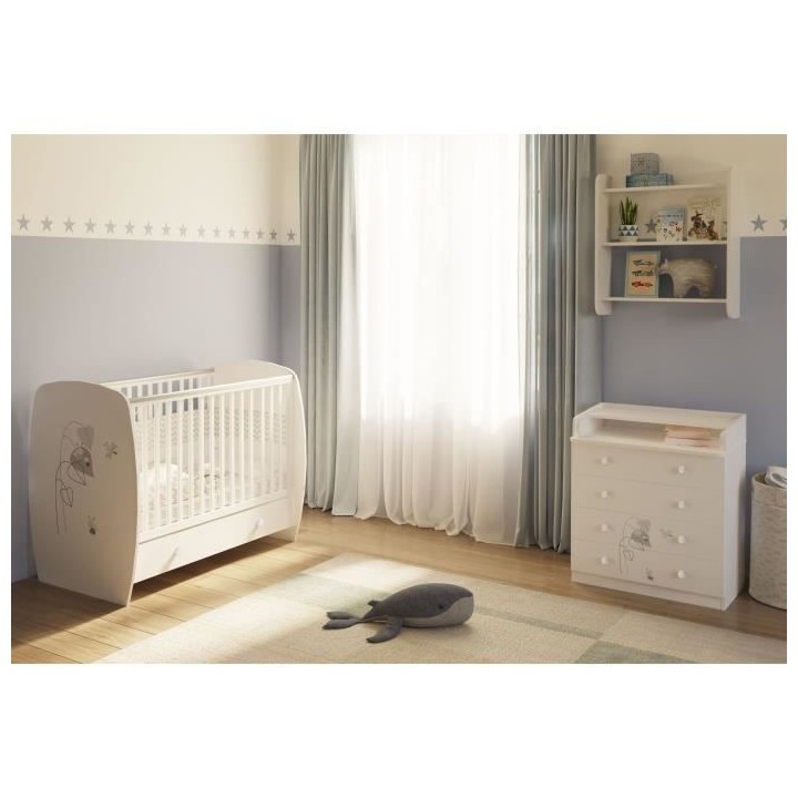 POLINI KIDS AMIS ZEN Commode a langer VOLGA 4 tiroirs avec plan a lang