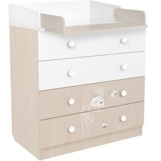 POLINI KIDS AMIS ZEN Commode a langer VOLGA 4 tiroirs avec plan a lang