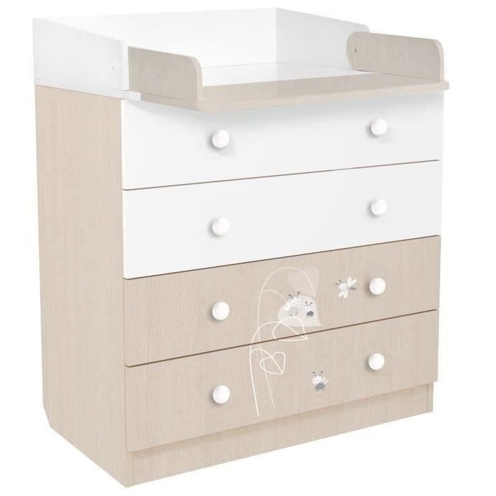POLINI KIDS AMIS ZEN Commode a langer VOLGA 4 tiroirs avec plan a lang