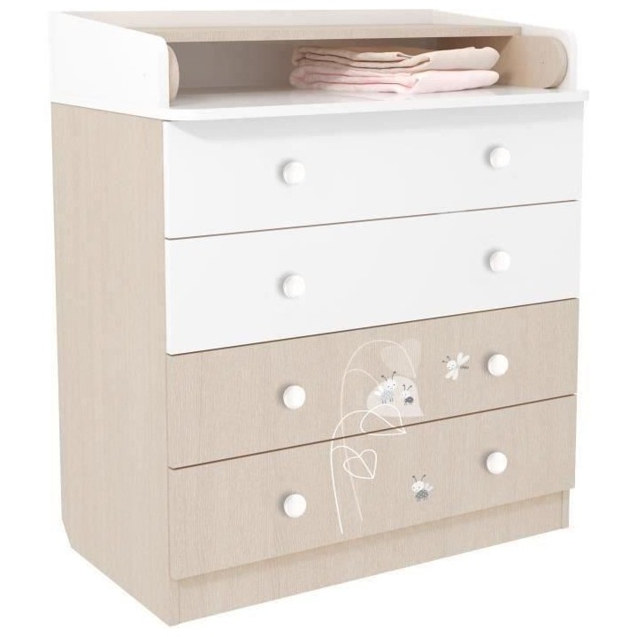 POLINI KIDS AMIS ZEN Commode a langer VOLGA 4 tiroirs avec plan a lang