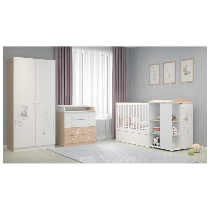POLINI KIDS AMIS ZEN Commode a langer VOLGA 4 tiroirs avec plan a lang