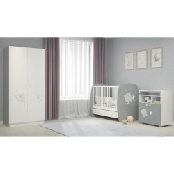 POLINI KIDS OURSON TEDDY Lit NEVA 120*60 avec tiroir blanc/gris