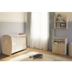 POLINI KIDS AMIS ZEN Lit NEVA 120*60 avec tiroir blanc/naturel