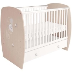 POLINI KIDS AMIS ZEN Lit NEVA 120*60 avec tiroir blanc/naturel