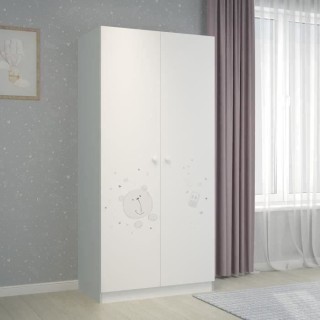 POLINI KIDS OURSON TEDDY Armoire NINA 2 portes avec penderie blanc/gri