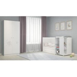 POLINI KIDS OURSON TEDDY Armoire NINA 2 portes avec penderie blanc/gris - Hauteur 190 cm