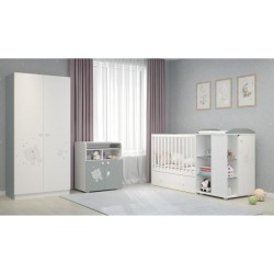 POLINI KIDS OURSON TEDDY Armoire NINA 2 portes avec penderie blanc/gris - Hauteur 190 cm